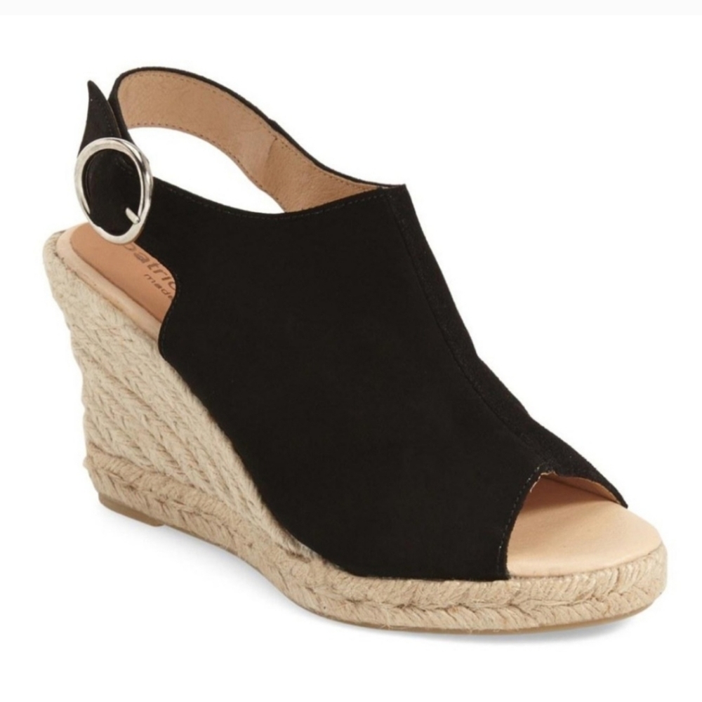 PATRICIA GREEN Madeline Espadrille Wedge Sandals Black Suede 39, US 9